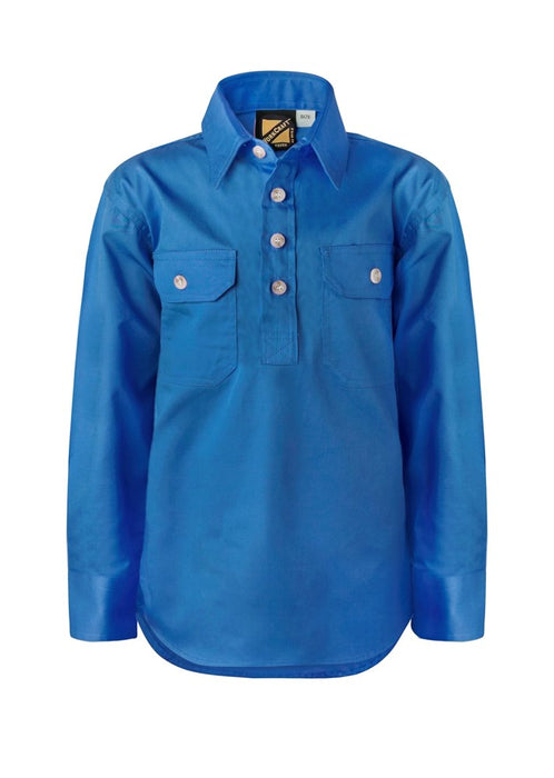 WORKCRAFT Kids Half Placket Long Sleeve Shirt
