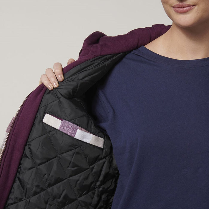 HARD YAKKA Women's Quilted Flannel Hooded Shacket