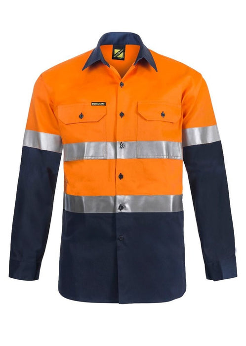 WORKCRAFT HiVis Cotton Long Sleev Shirt Tape