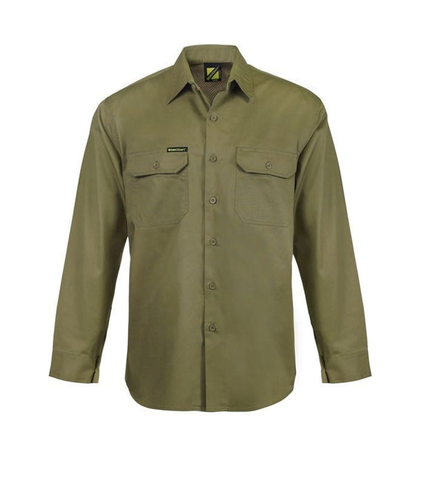 WORKCRAFT Lightweight Vented Cotton Long Sleeve Shirt