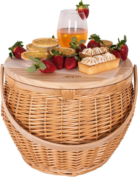 AVANTI 2 Person Pinewood Top Insulated Picnic Basket