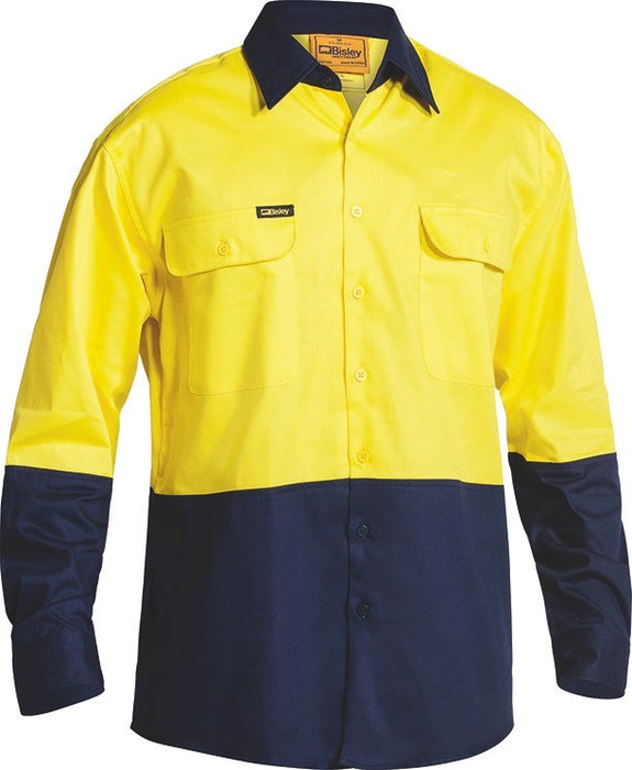 BISLEY HiVis Drill Shirt L/Sleeve