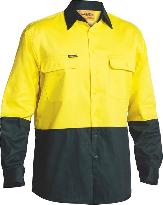 BISLEY HiVis Drill Shirt L/Sleeve