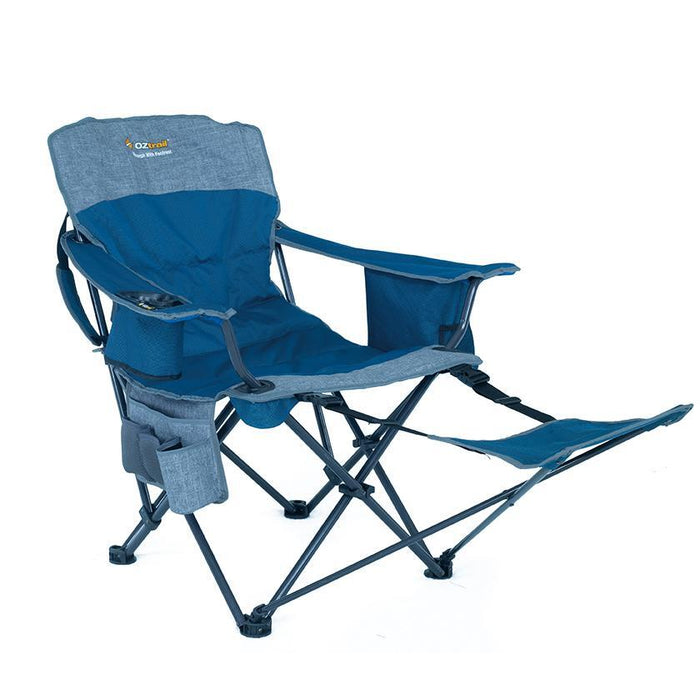OZTRAIL Monarch Arm Chair with Footrest - Blue