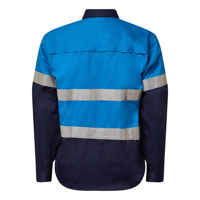 WORKCRAFT Lightweight Reflective Long Sleeve Shirt - BLUE/NAVY (Night Use Only)