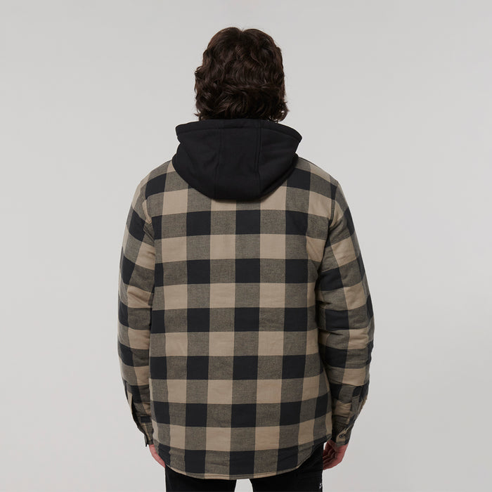 HARD YAKKA Quilted Flannel Hooded Shacket