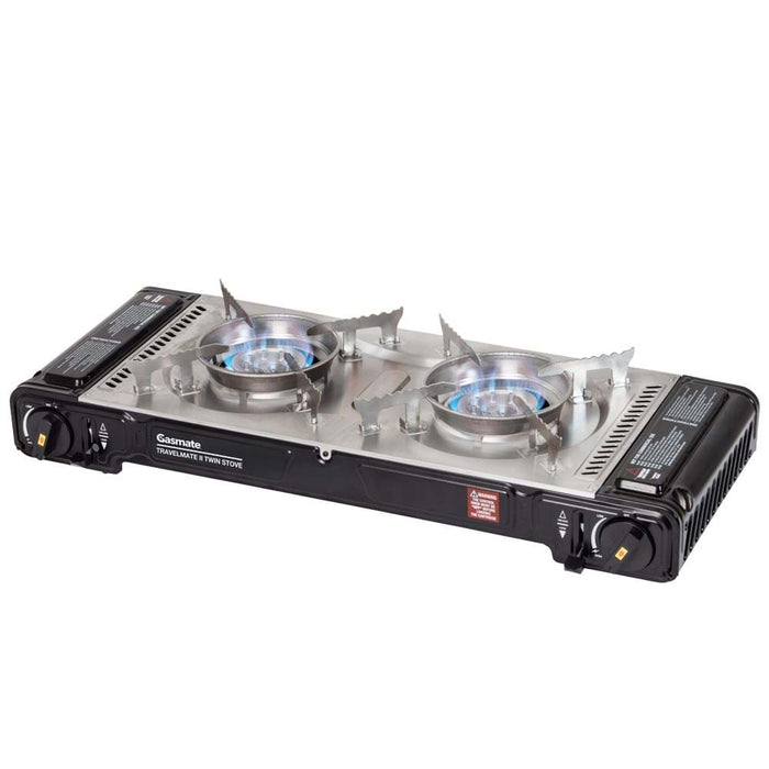 GASMATE Travelmate II Deluxe Twin Stove with Hotplate