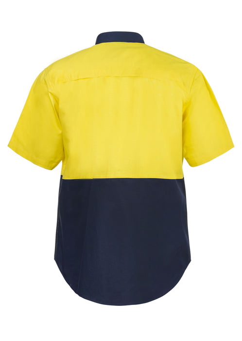 WORKCRAFT Lightweight Vented Short Sleeve Shirt - YELLOW/NAVY