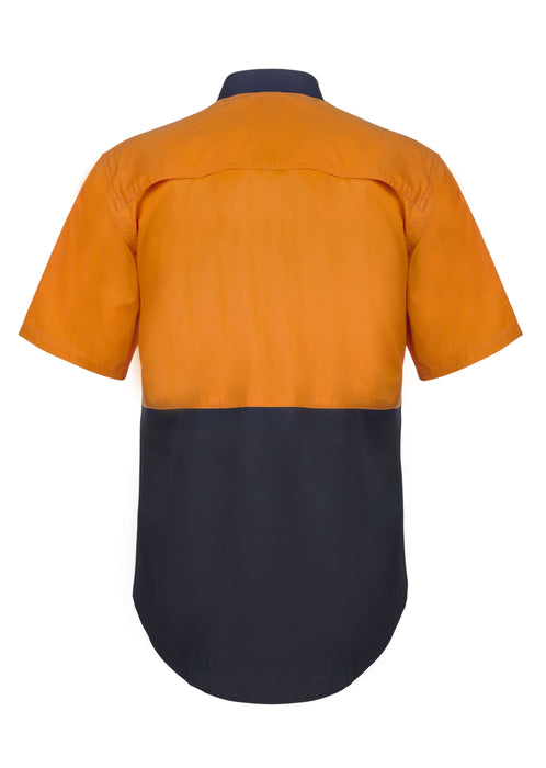 WORKCRAFT Lightweight Vented Short Sleeve Shirt - ORANGE/NAVY