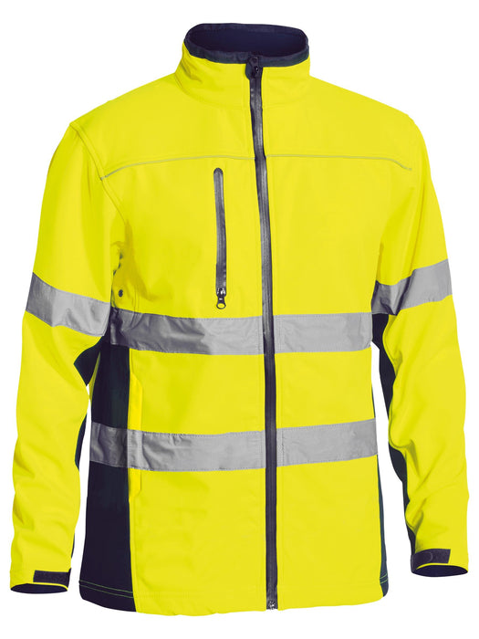 BISLEY BJ6059T Taped HiVis Soft Shell Jacket - YELLOW/NAVY