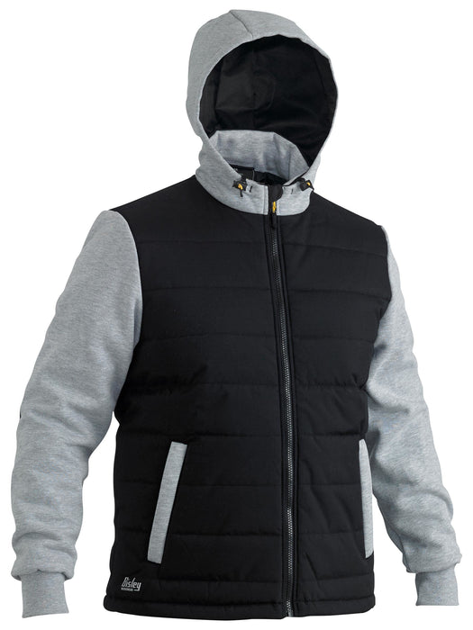 BISLEY BJ6944 Flx & Move Contrast Puffer Fleece Hooded Jacket - BLACK