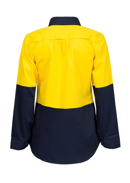 WORKCRAFT Ladies Hi-Vis Lightweight Vented Long Sleeve Shirt