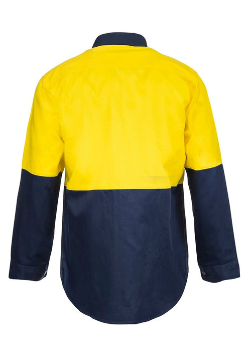 WORKCRAFT Hi-Vis Long Sleeve Cotton Drill Shirt