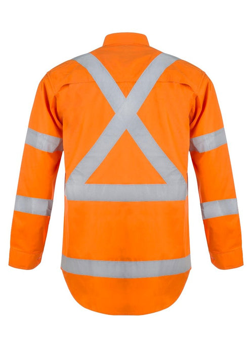WORKCRAFT HiVis X Pattern NSW Rail LS Taped Shirt
