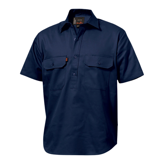 KING GEE Closed Front Drill Short Sleeve Shirt