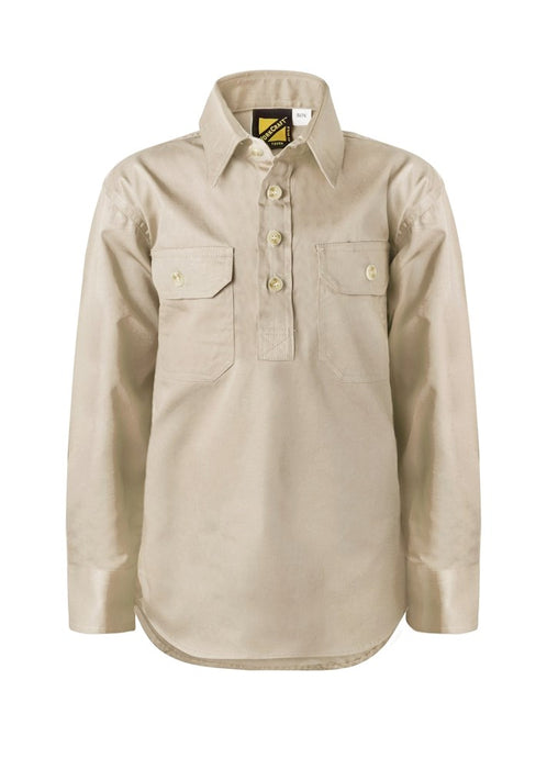 WORKCRAFT Kids Half Placket Long Sleeve Shirt