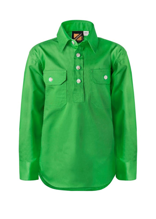 WORKCRAFT Kids Half Placket Long Sleeve Shirt