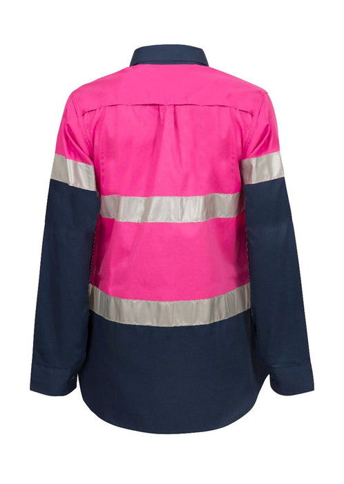 WORKCRAFT Ladies Hi-Vis Lightweight Vented Taped LS Shirt