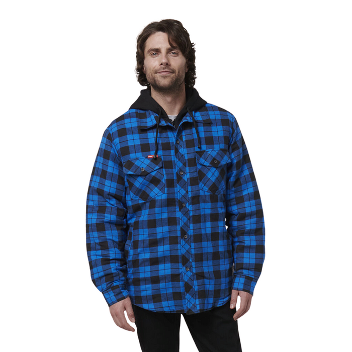 HARD YAKKA Quilted Flannel Hooded Shacket