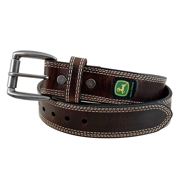 JOHN DEERE Bridle Leather Stitched Edges Belt