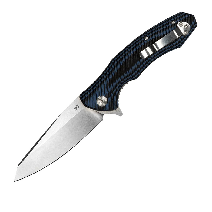 TASSIE TIGER Reverse Tanto Folding Knife - Blue & Black