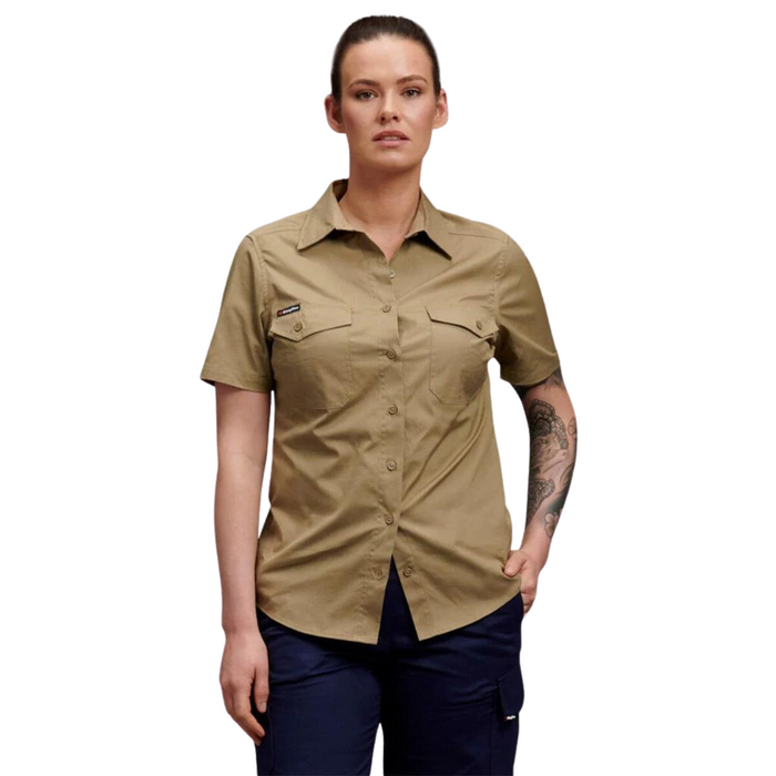 KING GEE Women's Workcool 2 Lightweight SS Shirt - KHAKI