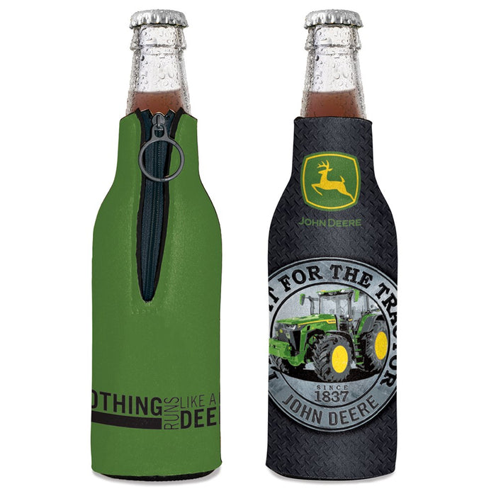 JOHN DEERE Bottle Cooler Green/Black w/ Tractor Graphic