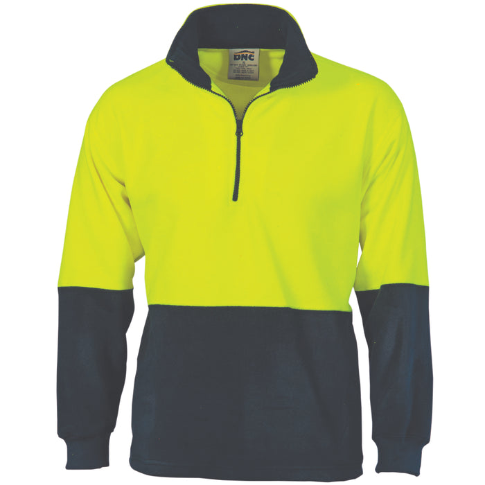 DNC HiVis Two Tone 1/2 Zip Polar Fleece - Yellow/Navy