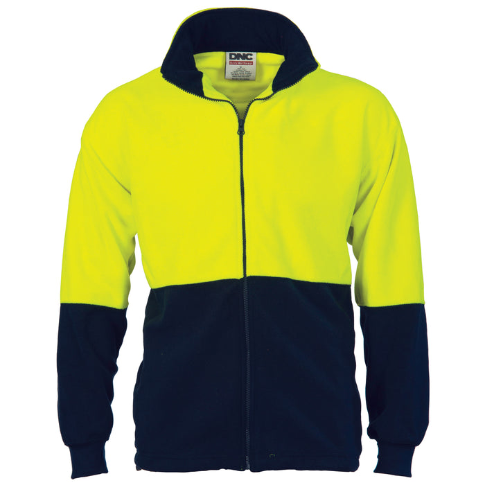 DNC HiVis Two Tone Full Zip Polar Fleece - Yellow/Navy