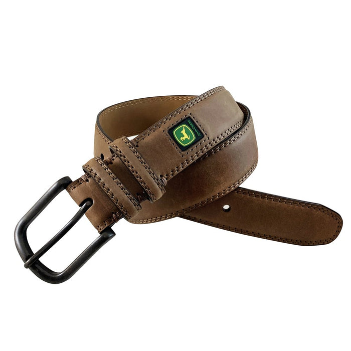 JOHN DEERE Crazy Horse Genuine Leather Dark Brown Belt