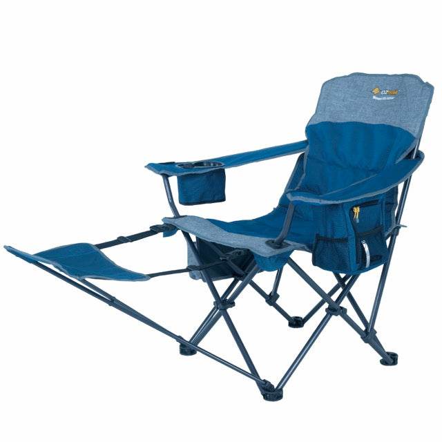 OZTRAIL Monarch Arm Chair with Footrest - Blue