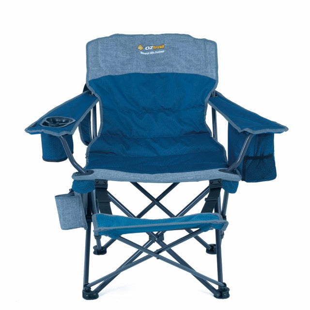 OZTRAIL Monarch Arm Chair with Footrest - Blue