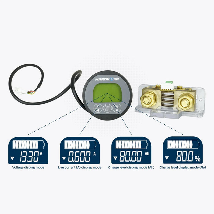 HARDKORR Remote Battery Monitor with High-Precision 100V/500A Shunt