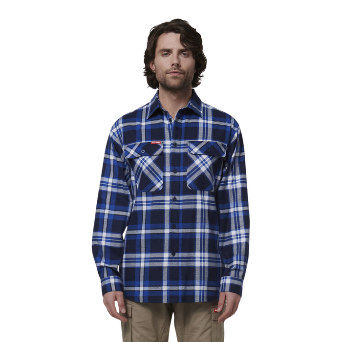 HARD YAKKA Long Sleeve Check Flannel - Blue