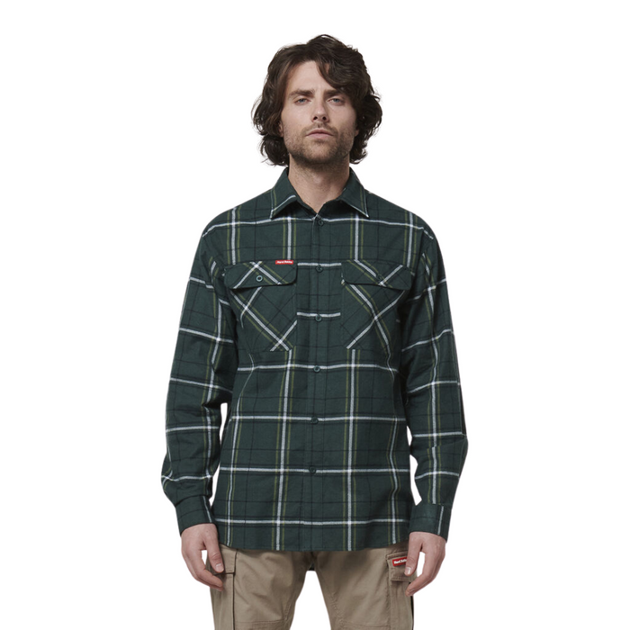 HARD YAKKA Long Sleeve Check Flannel - Green