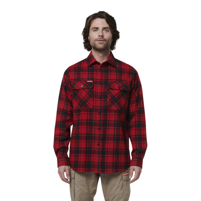 HARD YAKKA Long Sleeve Check Flannel - Red