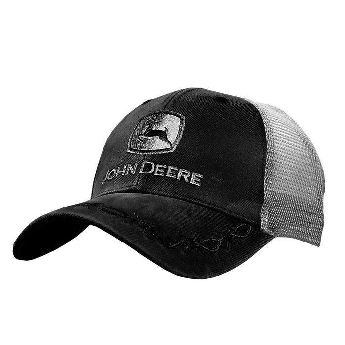 JOHN DEERE Oilskin Trucker Mesh Cap Black/Silver