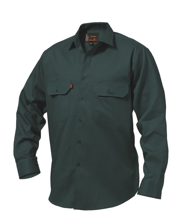 KING GEE Open Front Drill Long Sleeve Shirt