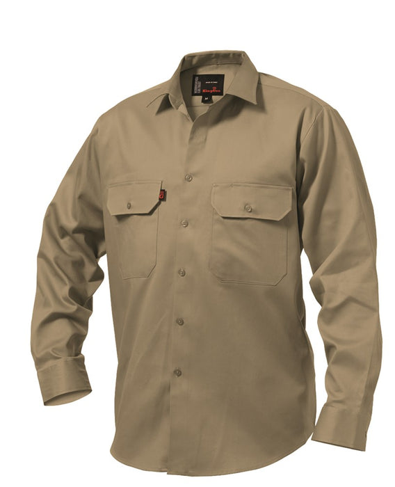 KING GEE Open Front Drill Long Sleeve Shirt