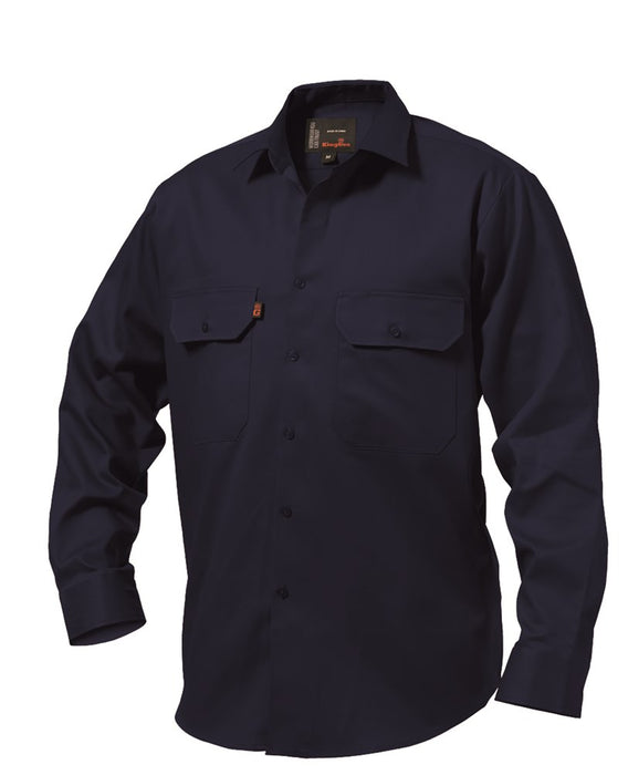 KING GEE Open Front Drill Long Sleeve Shirt