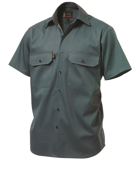 KING GEE Open Front Drill Short Sleeve Shirt
