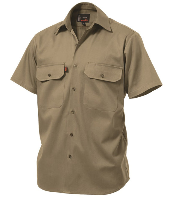 KING GEE Open Front Drill Short Sleeve Shirt