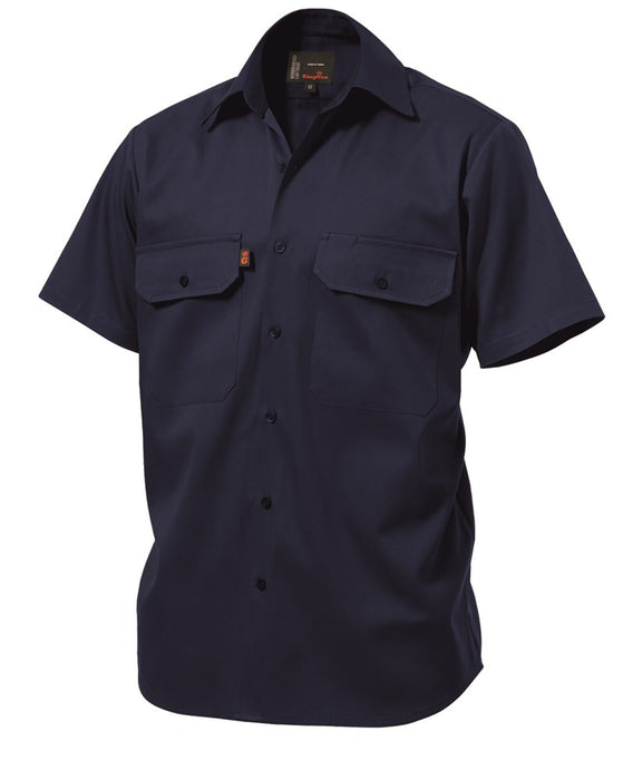 KING GEE Open Front Drill Short Sleeve Shirt