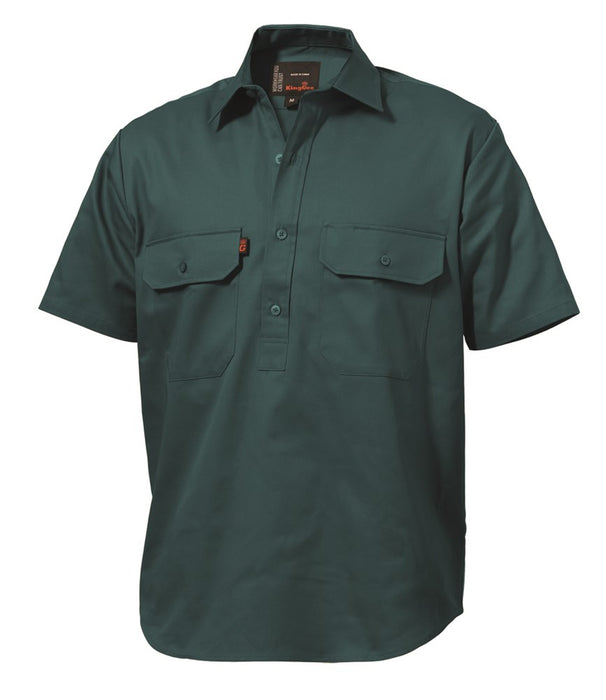 KING GEE Closed Front Drill Short Sleeve Shirt