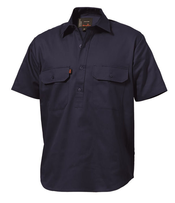 KING GEE Closed Front Drill Short Sleeve Shirt