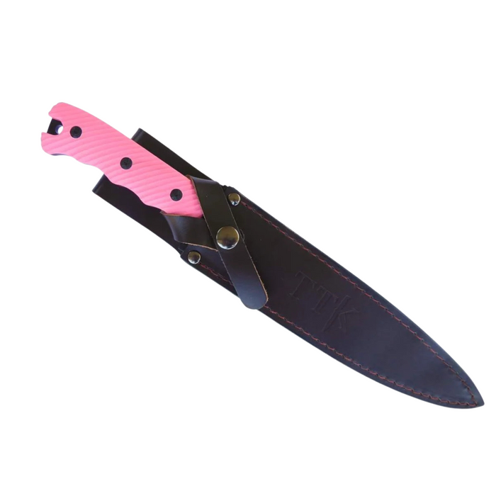 TASSIE TIGER KNIVES Pig Sticker Black Blade Pink Handle