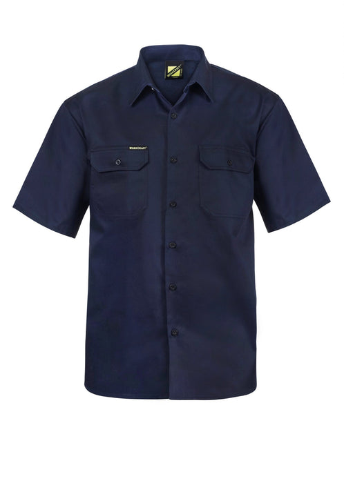 WORKCRAFT Cotton Drill Short Sleeve Shirt - NAVY