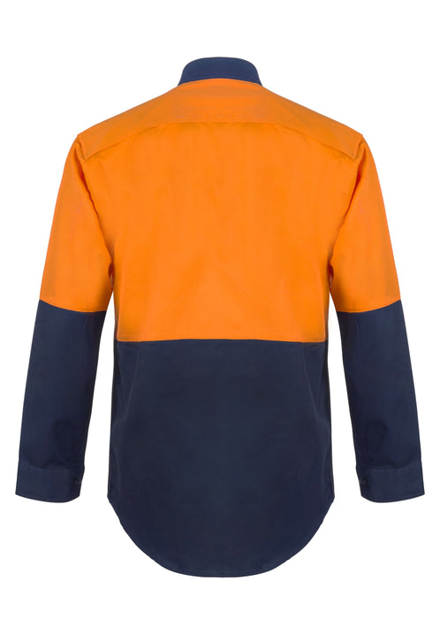 WORKCRAFT Hi-Vis Long Sleeve Cotton Drill Shirt