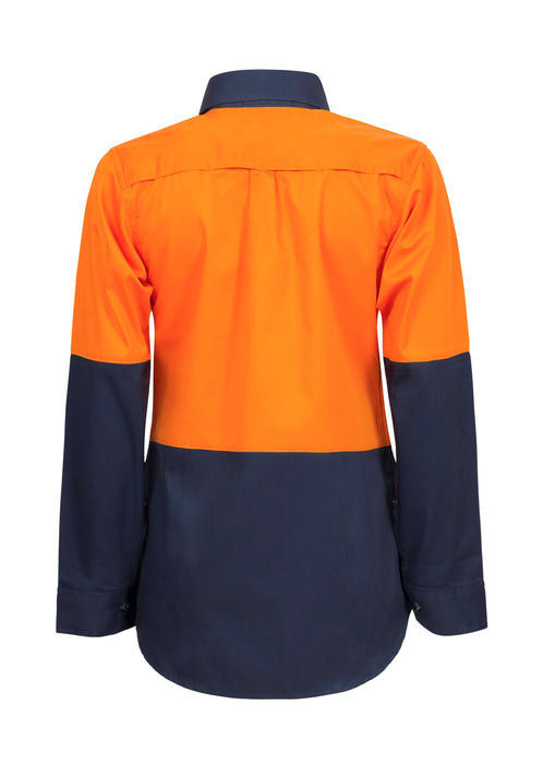 WORKCRAFT Ladies Hi-Vis Lightweight Vented Long Sleeve Shirt