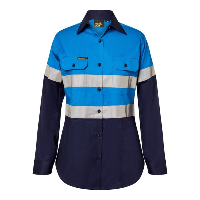 WORKCRAFT Ladies Hi-Vis Lightweight Vented Taped LS Shirt